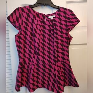 NY&Co Houndstooth Peplum Blouse